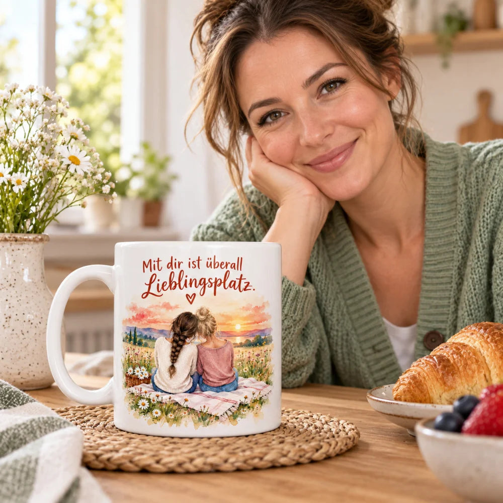 Beste Freundin Tasse mit Spruch – Aquarell Geschenk aus Keramik 330 ml - WS-Trend.de