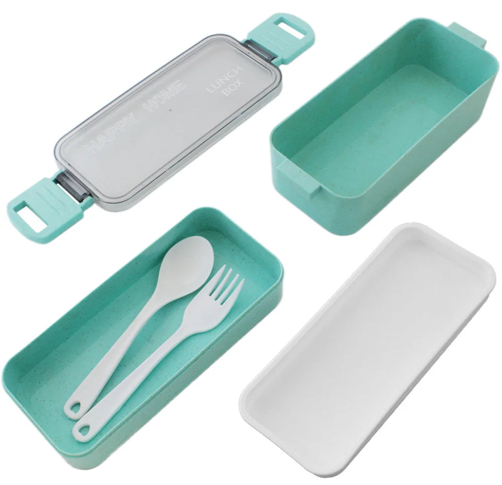 Lunchbox WS-Trend 3-teiliges Kinder-Lunch-Set – Brotdose 750 ml Doppel-Fächer Besteck - WS-Trend.de