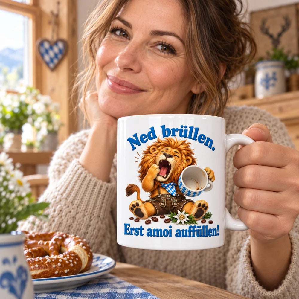WS-Trend Löwe Tasse mit bayerischem Spruch Keramik 330 ml Geschenkidee - WS-Trend.de