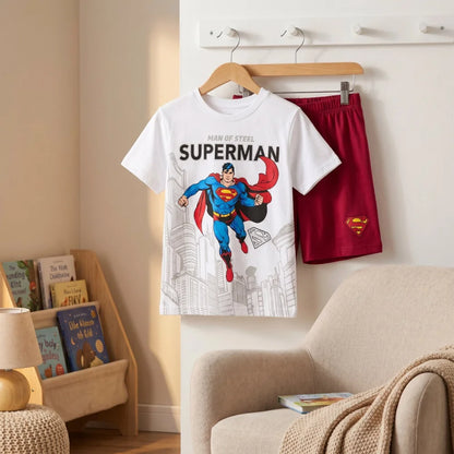 DC Comics Superman Kinder Jugend kurzarm Pyjama Schlafanzug 116-128 Shirt Shorts - WS-Trend.de