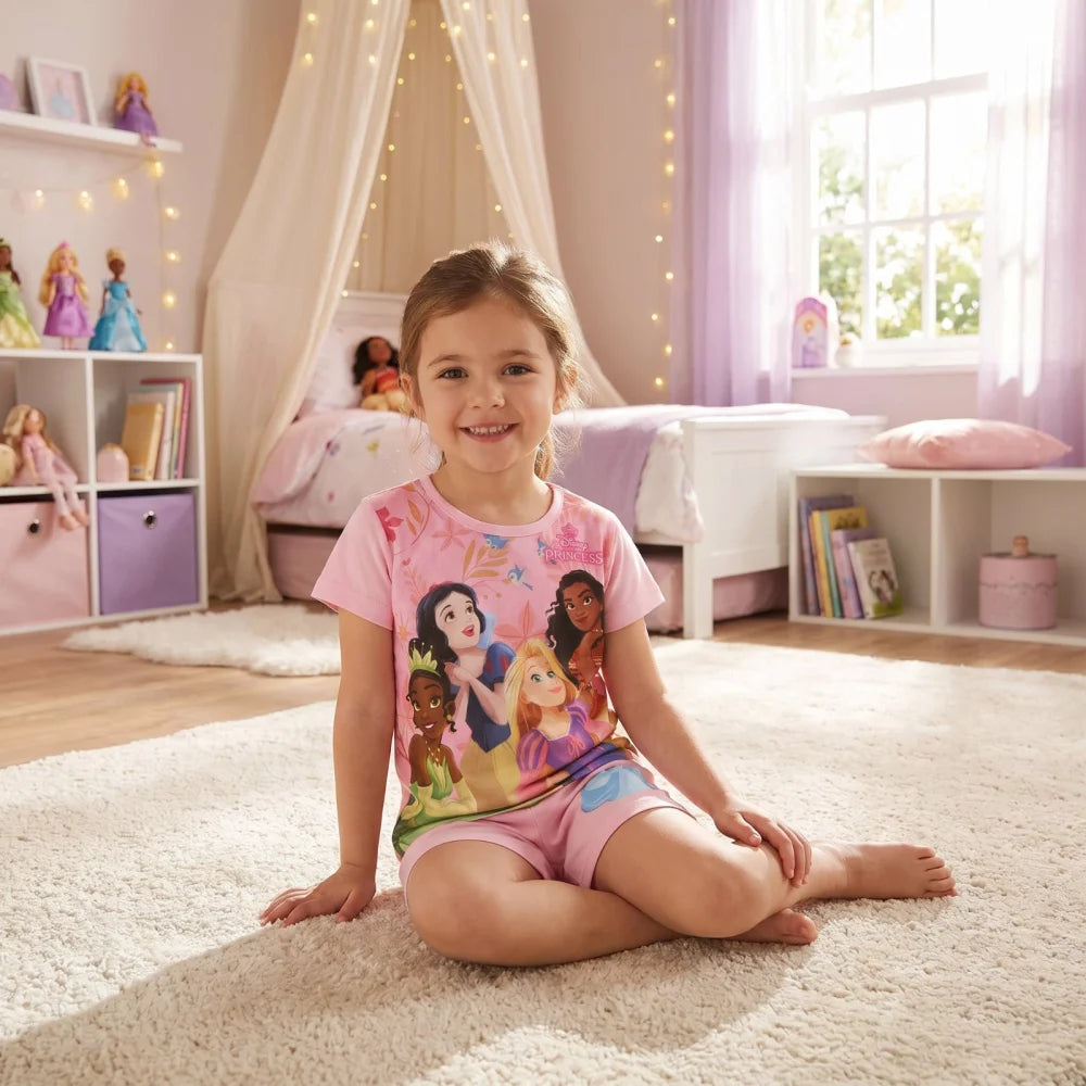 Disney Princess Kinder Mädchen Schlafanzug Pyjama Shirt Shorts Gr. 92-116 - WS-Trend.de