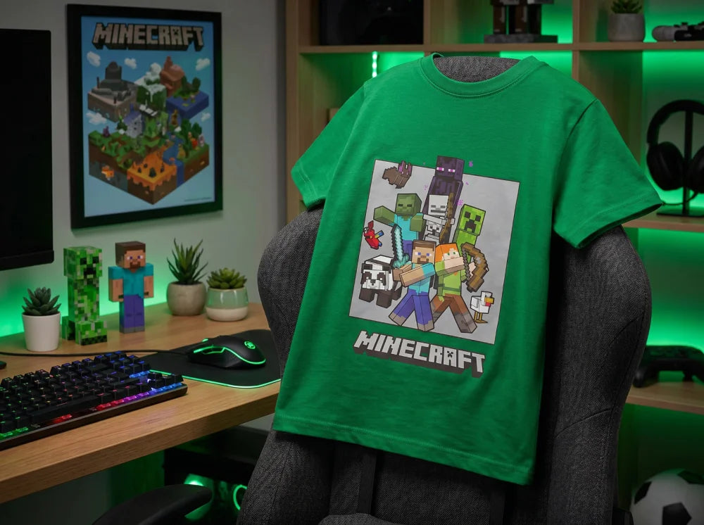 Minecraft Gamer Creeper Kinder T-Shirt Kurzarm Shirt Gr. 116-146 100% Baumwolle - WS-Trend.de