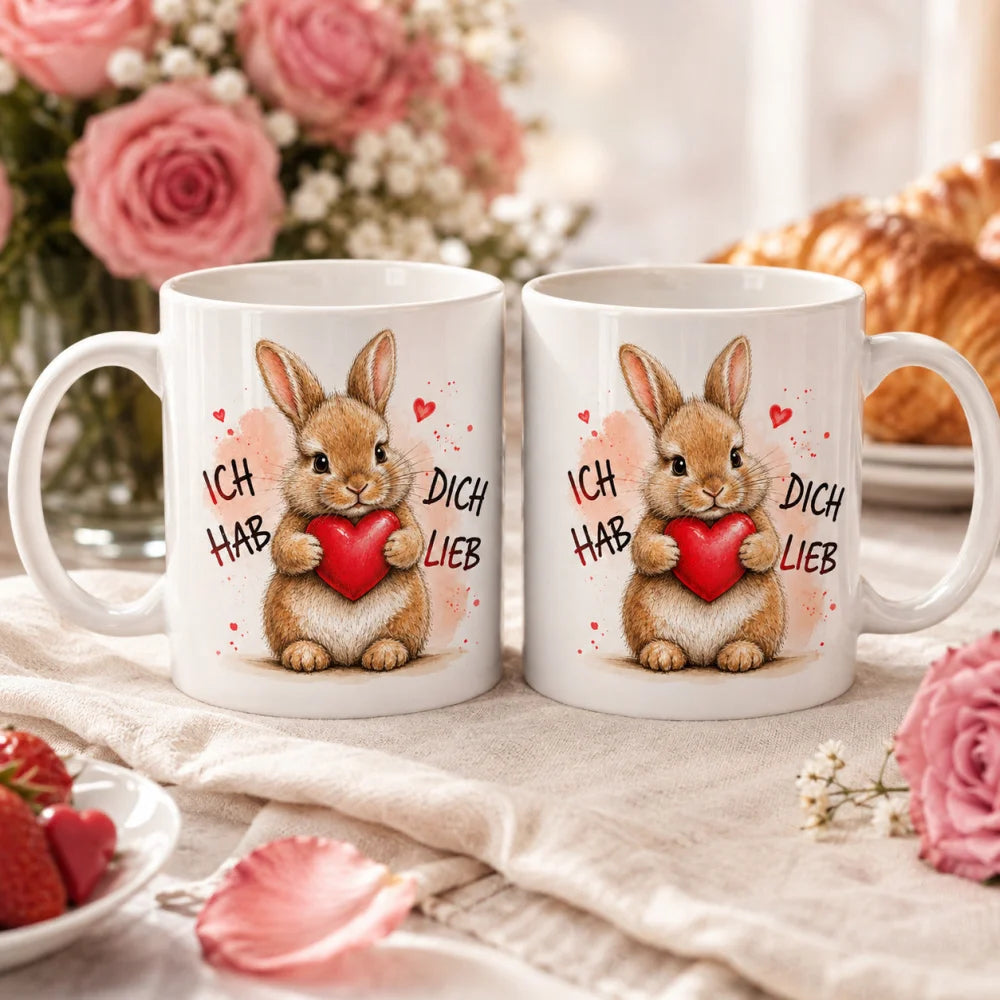Liebestasse Tiermotiv - Kaffeetasse Geschenk fuer Partner 330 ml weiss - WS-Trend.de