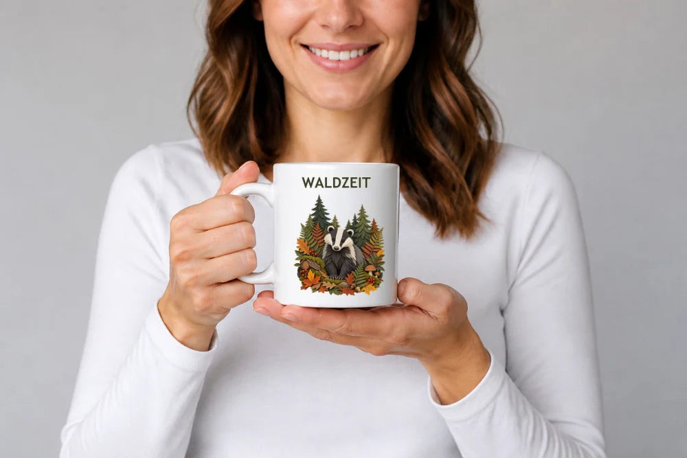Waldzeit Dachs Tasse – Papercut Keramikbecher 325 ml - WS-Trend.de