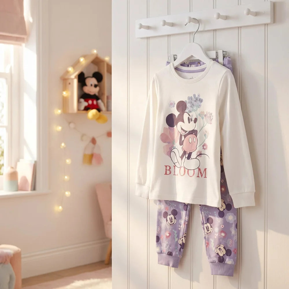 Disney Mickey Maus Kinder Schlafanzug Pyjama lang 104 - 134 Baumwolle - WS-Trend.de