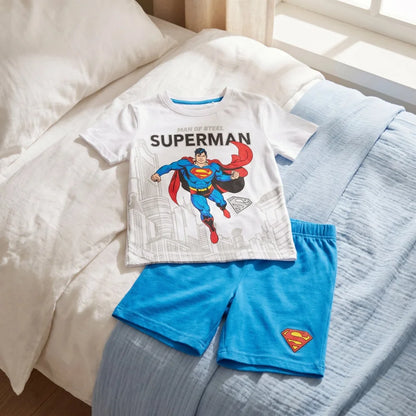 DC Comics Superman Kinder Jugend kurzarm Pyjama Schlafanzug 116-128 Shirt Shorts - WS-Trend.de
