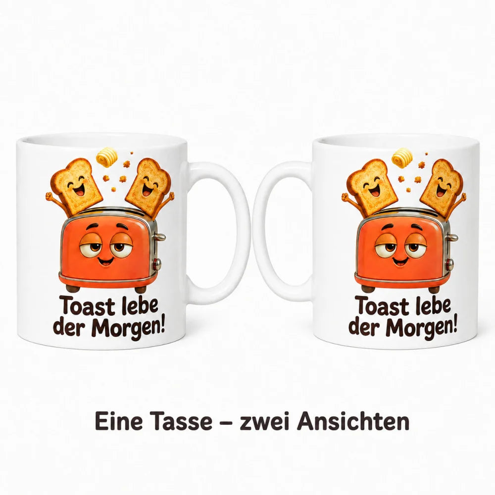 Morgen-Toaster Tasse - kreatives 3D-Motiv - 330 ml beidseitig bedruckt - WS-Trend.de