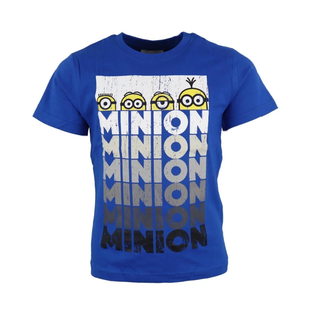 Minions T-Shirt Kurzarm Kinder Jungen Shirt 110-116 Blau Schwarz 100% Baumwolle - WS-Trend.de
