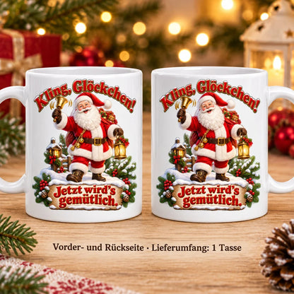 WS-Trend Glöckchenzeit Weihnachtsmann Tasse 330 ml Geschenk mit Spruch - WS-Trend.de