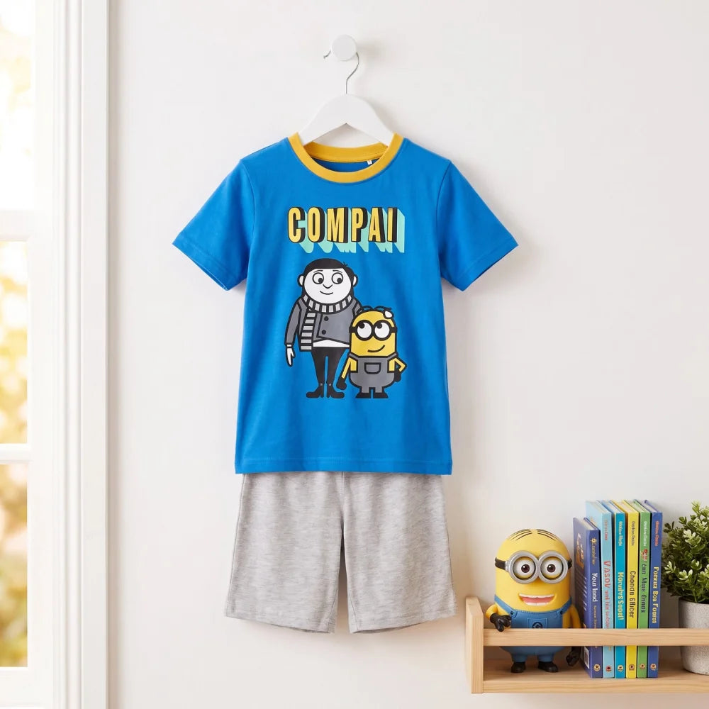 Die Minions Gru Kinder Jungen Pyjama Schlafanzug Baumwolle 104-134 Blau Weiß - WS-Trend.de