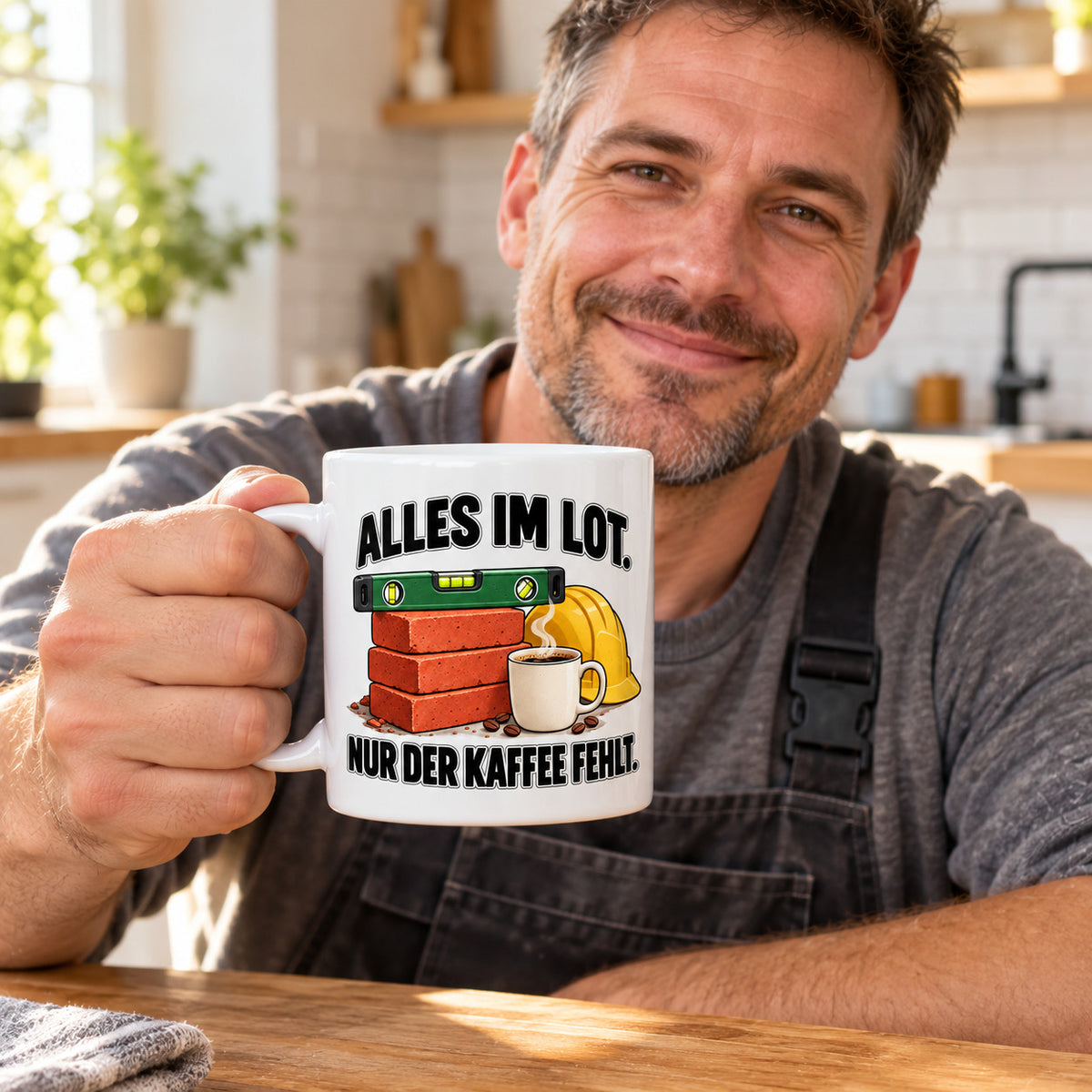 Baustellen Tasse Spruch Keramik 330 ml Geschenk Bauarbeiter beidseitig