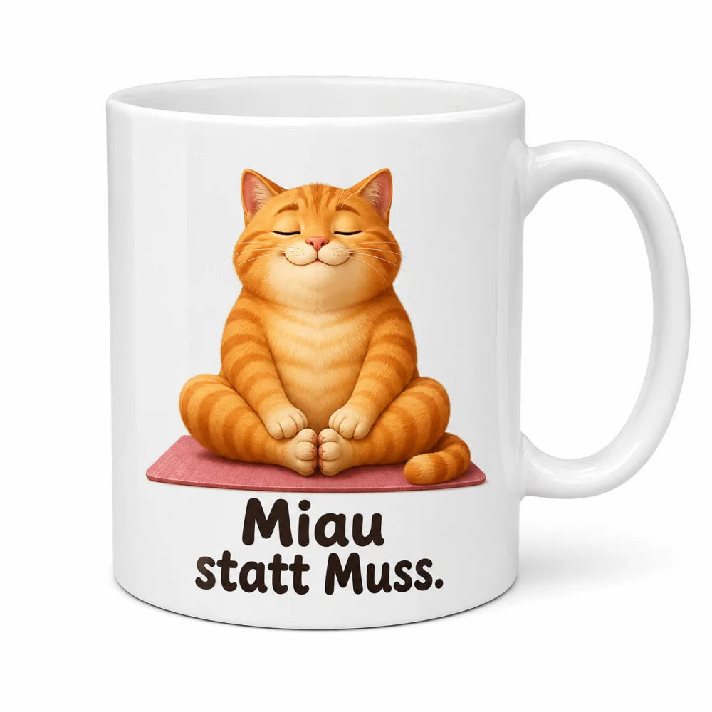 Yoga-Katze Kaffeetasse - Geschenkidee mit Spruch - beidseitig bedruckt - WS-Trend.de