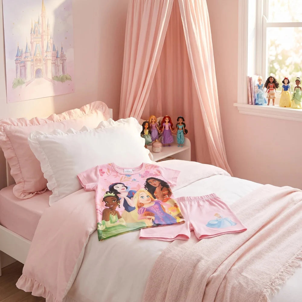 Disney Princess Kinder Mädchen Schlafanzug Pyjama Shirt Shorts Gr. 92-116 - WS-Trend.de