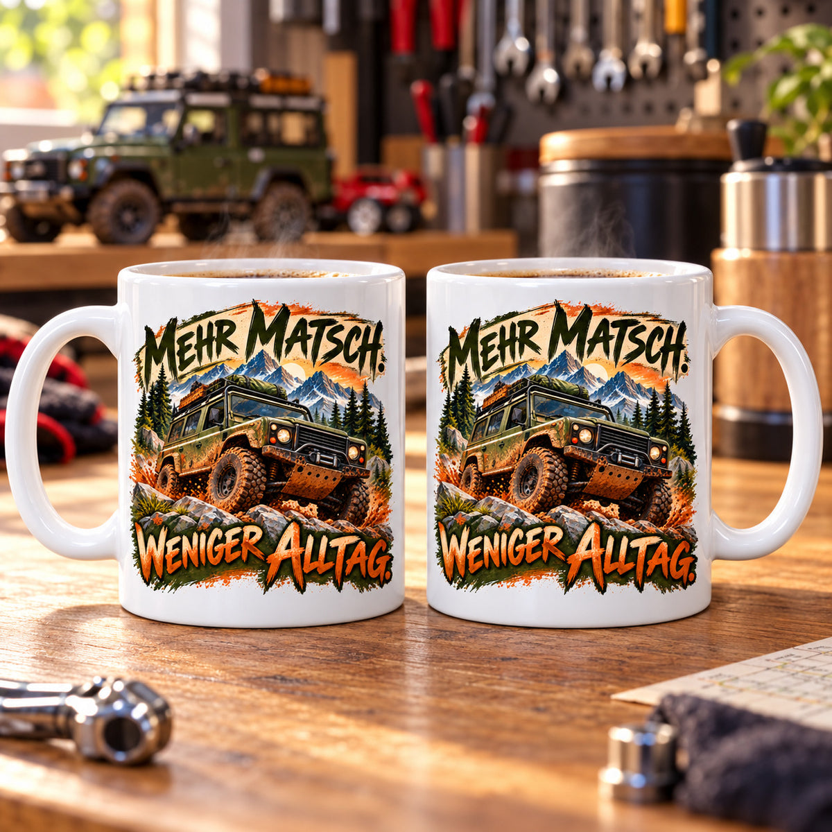Auto Tasse Spruch Keramik 330 ml Geschenk für Autofan beidseitig Druck