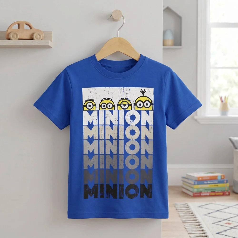 Minions T-Shirt Kurzarm Kinder Jungen Shirt 110-116 Blau Schwarz 100% Baumwolle - WS-Trend.de