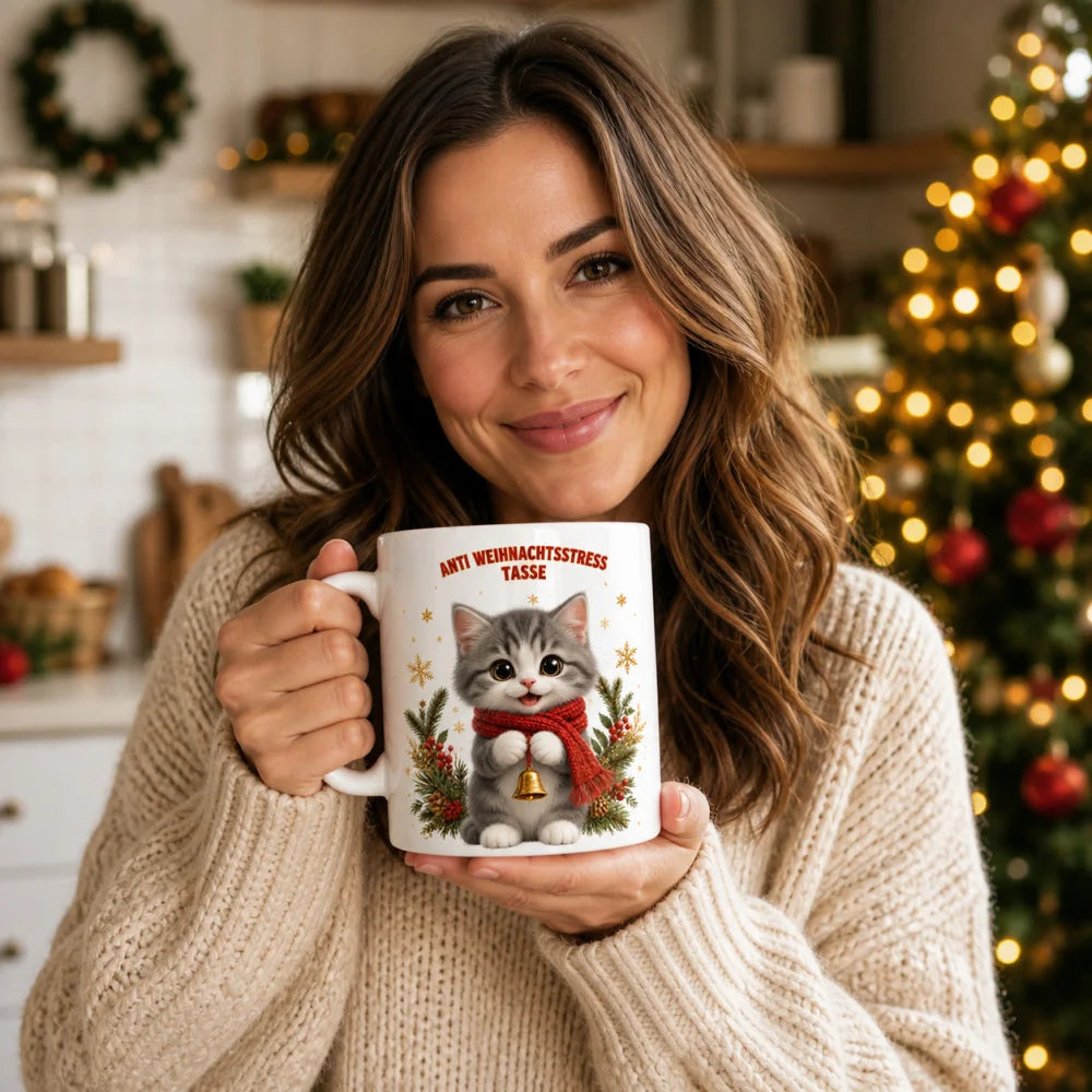 Anti Weihnachtsstress Weihnachten Tasse 325 ml – süße 3D-Tiere - WS-Trend.de