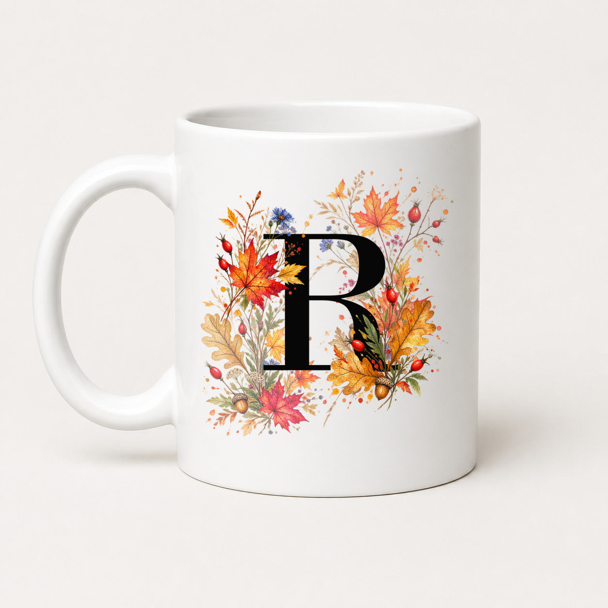 Herbst Tasse A-Z Buchstaben 325 ml Keramik Geschenkidee personalisiert