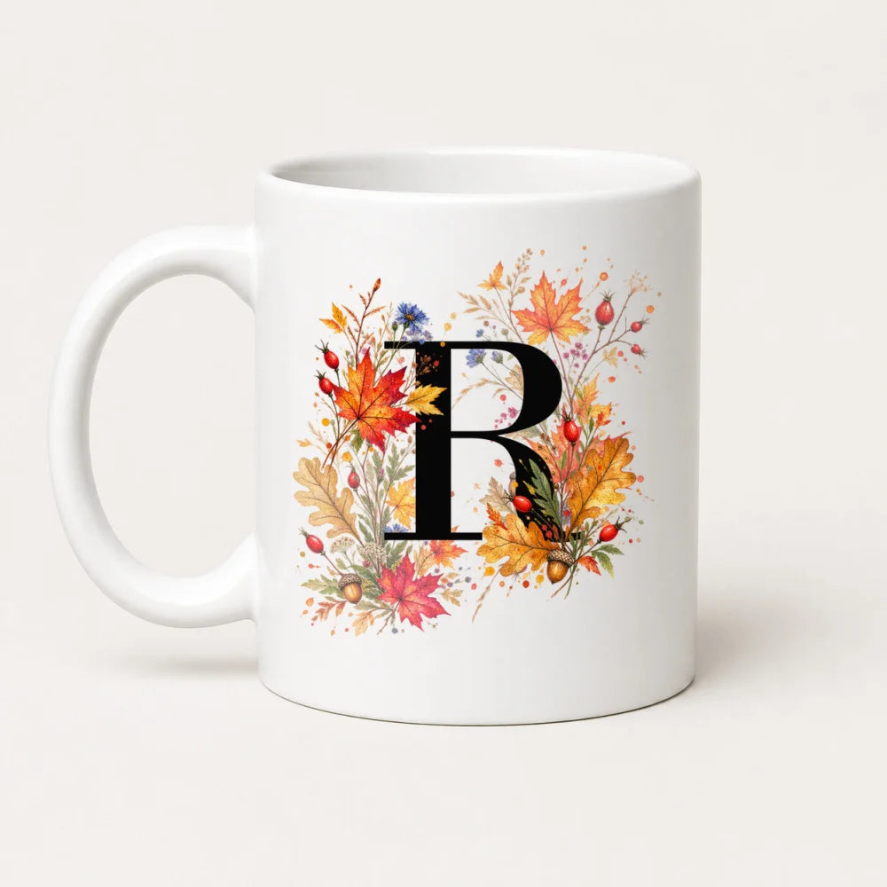 Herbst Tasse A-Z Buchstaben 325 ml Keramik Geschenkidee personalisiert - WS-Trend.de