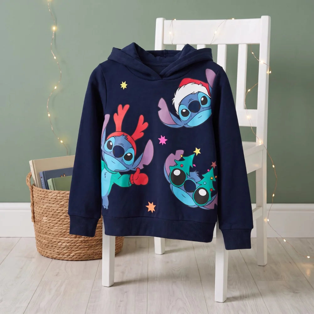 Disney Stitch Weihnachts-Hoodie für Jungen Blau oder Weiß Größen 98–128 - WS-Trend.de