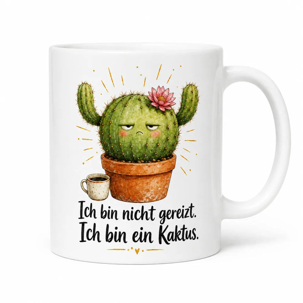 Kaktus Kaffeetasse - Geschenkidee mit Spruch - weiß aus Keramik 330 ml - WS-Trend.de