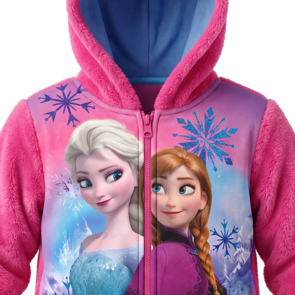 Disney Die Eiskönigin Elsa & Anna Kinder Coral-Fleece Kapuzenjacke Pink Gr. 98–128 - WS-Trend.de