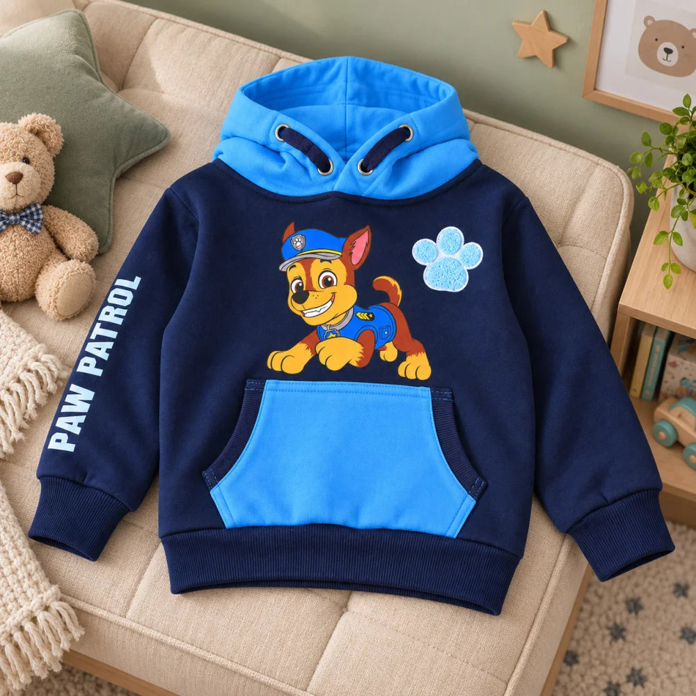 PAW Patrol Chase Kinder-Hoodie mit Kapuze Hellblau oder Dunkelblau 92–128 - WS-Trend.de