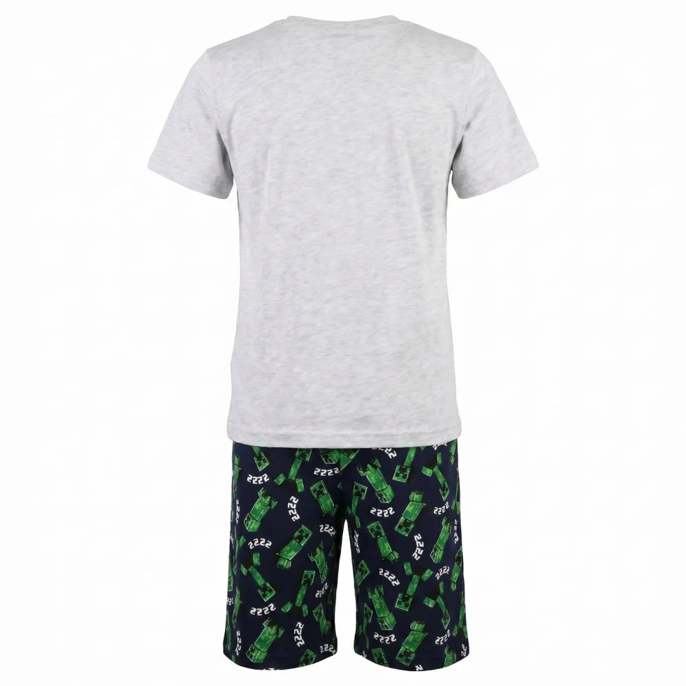 Schlafanzug Minecraft Creeper Kinder kurzer Pyjama Gr. 116 -128 - WS-Trend.de