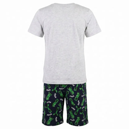 Schlafanzug Minecraft Creeper Kinder kurzer Pyjama Gr. 116 -128 - WS-Trend.de