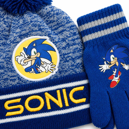 Sonic the Hedgehog Kinder Wintermütze Bommelmütze Handschuhe 52 54 - WS-Trend.de