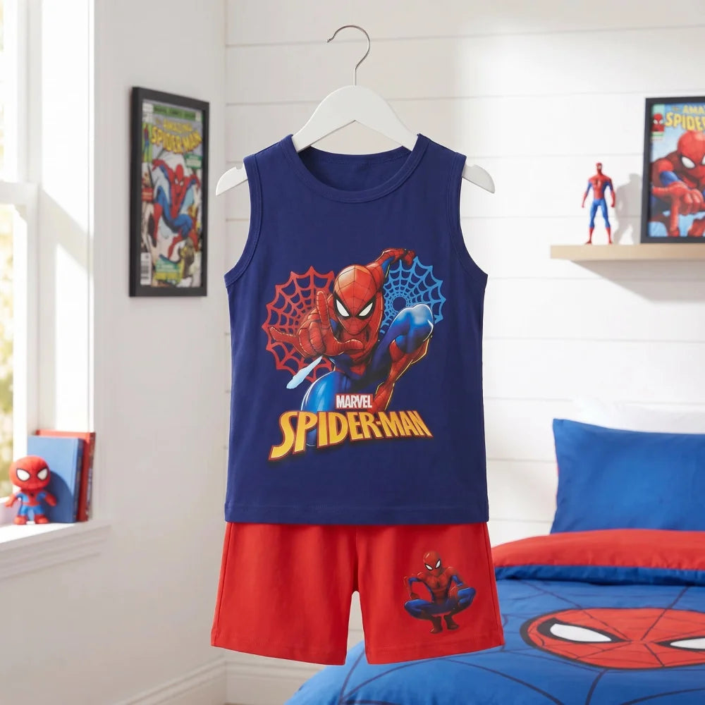 Marvel Spiderman Kinder kurz Pyjama Schlafanzug Shirt Shorts Gr. 98 bis 128 - WS-Trend.de