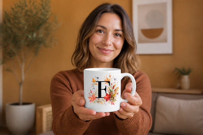 Herbst Tasse A-Z Buchstaben 325 ml Keramik Geschenkidee personalisiert