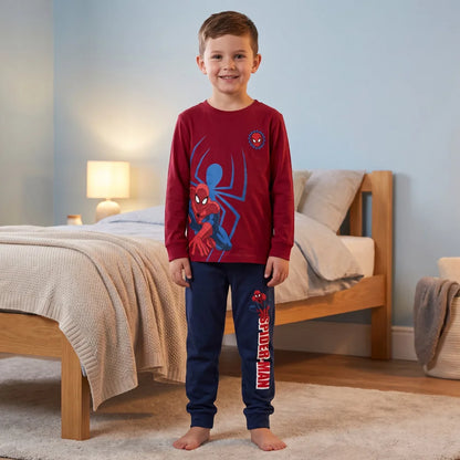 Marvel Spider-Man Kinder-Schlafanzug 100 % Baumwolle Rot/Blau 104–128 - WS-Trend.de