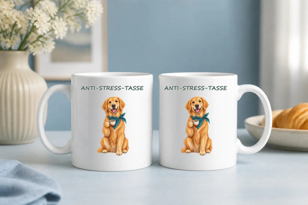 Anti-Stress-Tasse Golden Retriever – Keramikbecher 325 ml - WS-Trend.de