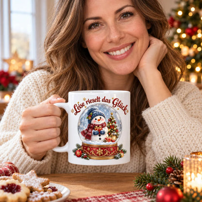 WS-Trend Leises Glück Schneemann Tasse 330 ml Geschenktasse mit Spruch - WS-Trend.de
