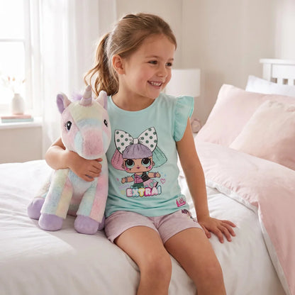 LOL Surprise Kinder kurzarm Schlafanzug Pyjama 98 bis 122 Baumwolle Grün Rosa - WS-Trend.de
