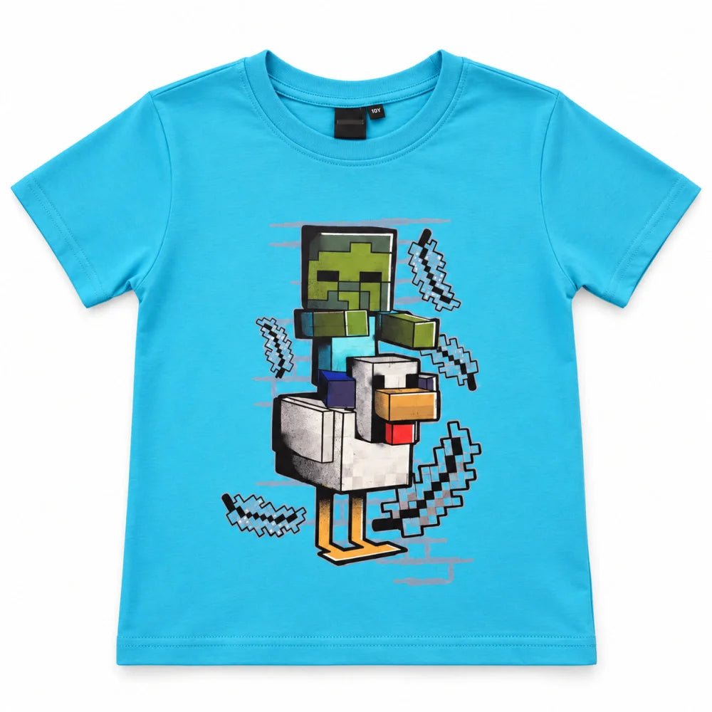 Minecraft Zombie und Huhn T-Shirt türkis - WS-Trend.de