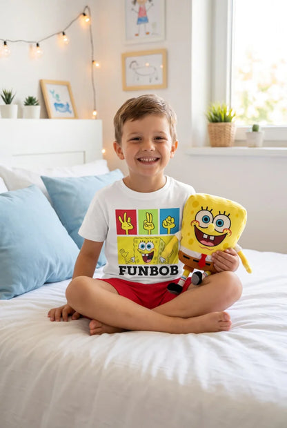 Spongebob Schwammkopf Kinder Schlafanzug Pyjama kurz 104 - 134 baumwolle - WS-Trend.de
