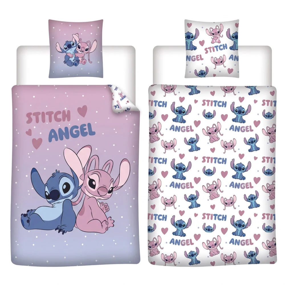 Disney Stitch und Angel Bettwäsche 2-teilig 135-140x200 + 65x65 cm - WS-Trend.de