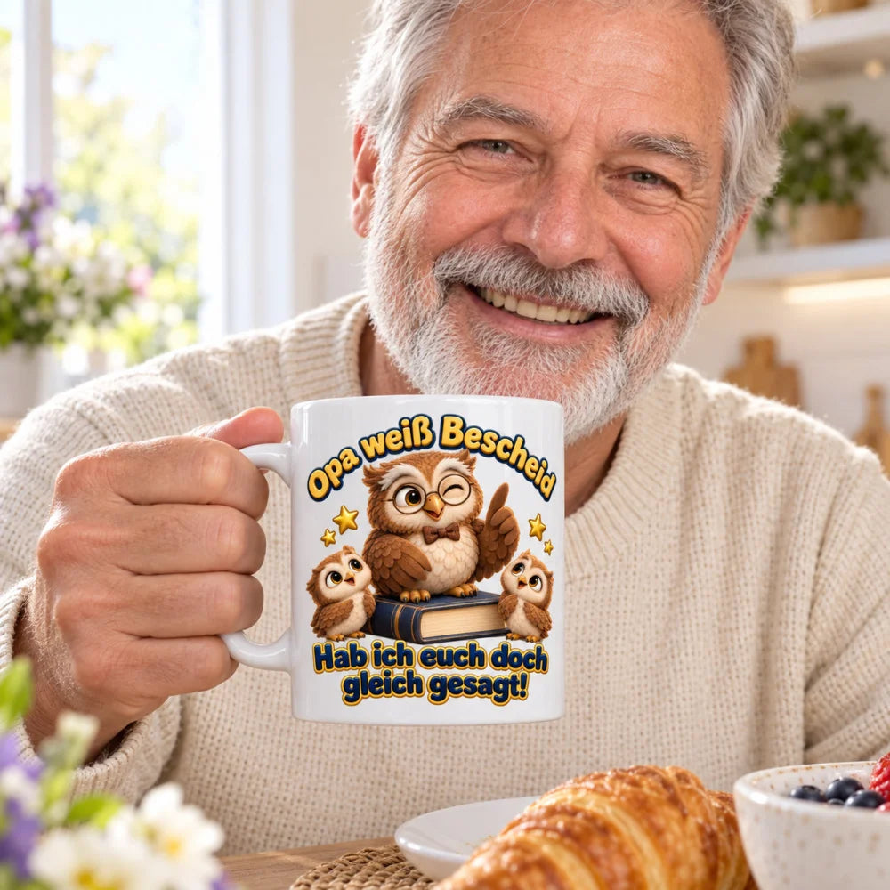 WS-Trend Eulenopa Tasse Keramik 330 ml Geschenk für Opa zum Geburtstag - WS-Trend.de