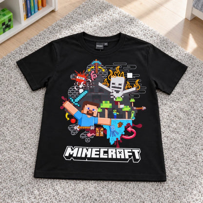 Minecraft Steve Pixel T-Shirt schwarz - WS-Trend.de