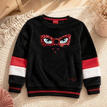 Miraculous Ladybug Kinder Fleece Pullover Sweater Rot Schwarz Gr. 104 - WS-Trend.de