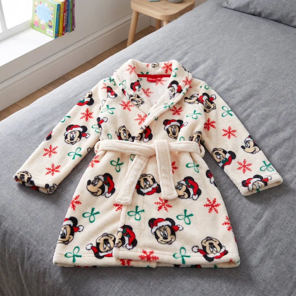Disney Mickey & Minnie Maus Kinder Coral-Fleece Bademantel Weihnachten Gr. 98–128 - WS-Trend.de