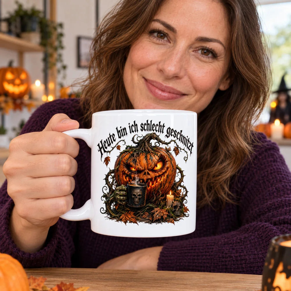 WS-Trend Schlecht geschnitzt Horror Tasse 330 ml Geschenk zu Halloween - WS-Trend.de