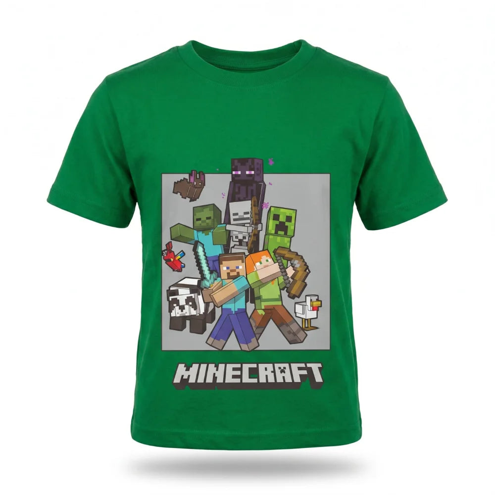 Minecraft Gamer Creeper Kinder T-Shirt Kurzarm Shirt Gr. 116-146 100% Baumwolle - WS-Trend.de