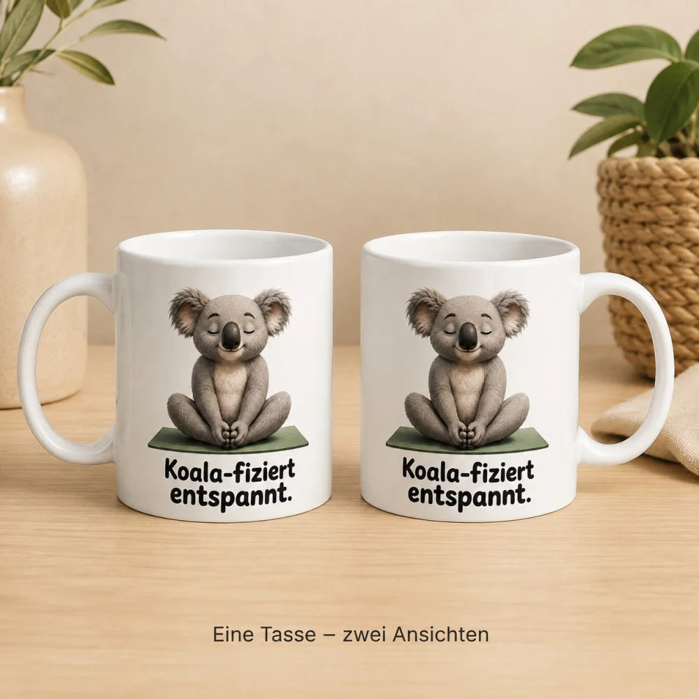 Yoga-Koala Kaffeetasse - Geschenkidee mit Spruch - beidseitig bedruckt - WS-Trend.de