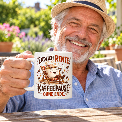 Rententasse mit Spruch Keramik 330ml Geschenk zum Ruhestand beidseitig