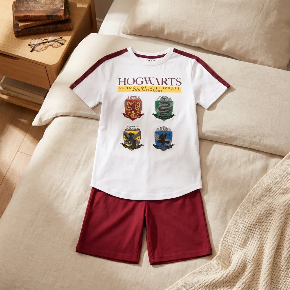 Harry Potter Hogwarts Kinder Schlafanzug Pyjama kurzarm 134 -164 Baumwolle - WS-Trend.de