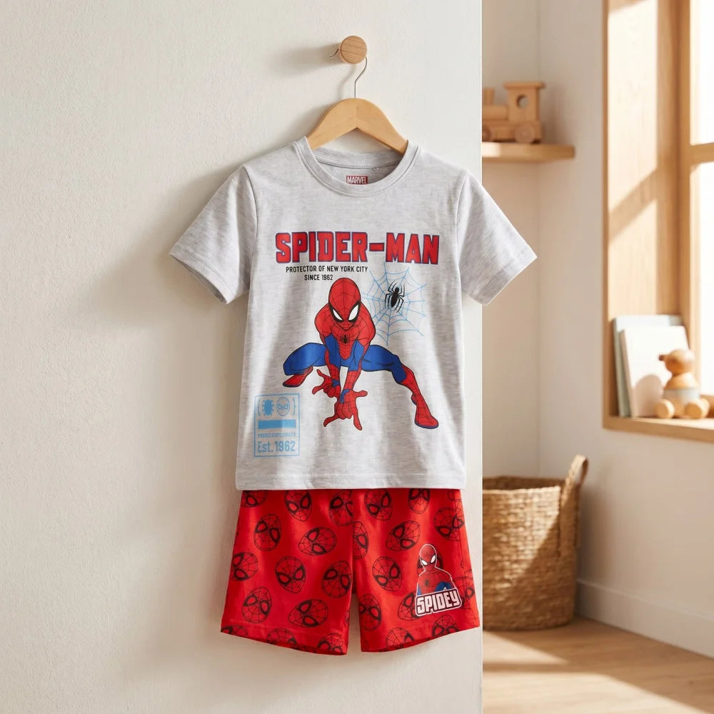 Marvel Spiderman Kinder kurz Pyjama Schlafanzug Shirt Shorts Gr. 98 bis 128 - WS-Trend.de