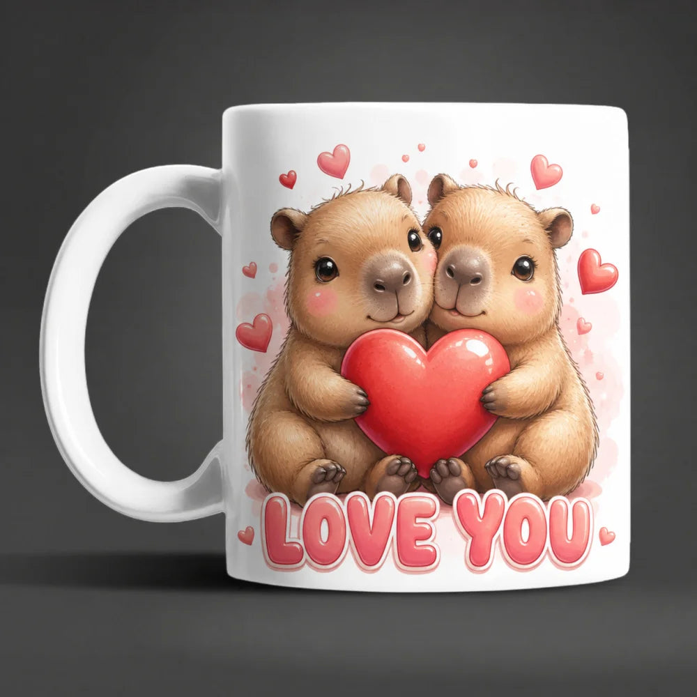 Liebestasse Tiermotiv - Kaffeetasse Geschenk fuer Partner 330 ml weiss - WS-Trend.de
