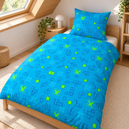 Minecraft Survival Mode Bettwäsche 135-140x200 + 63x63 cm - WS-Trend.de